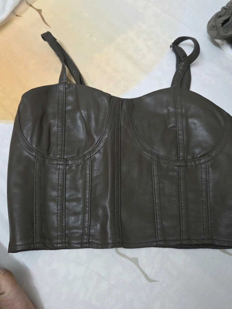 Faux Leather Corset Top