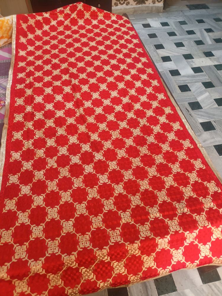Red Phulkari Dupatta