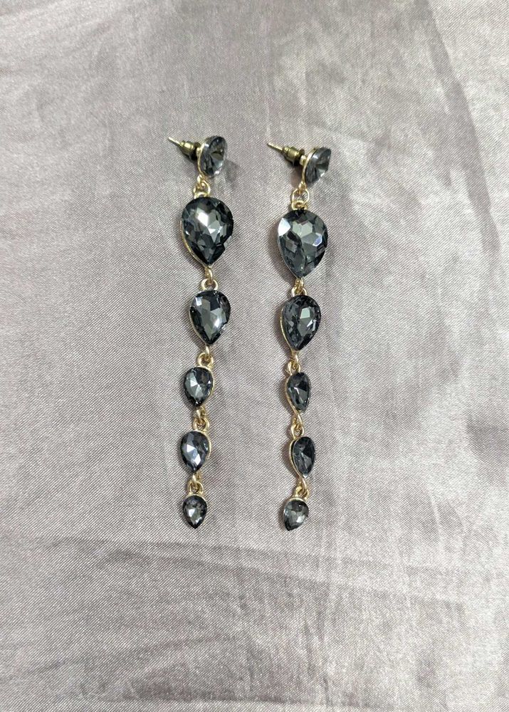 Elegant Dangle Earrings with Grey Gems