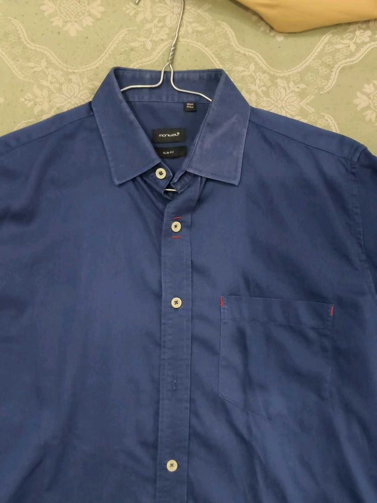 Men's Blue Slim Fit Casual Shirt