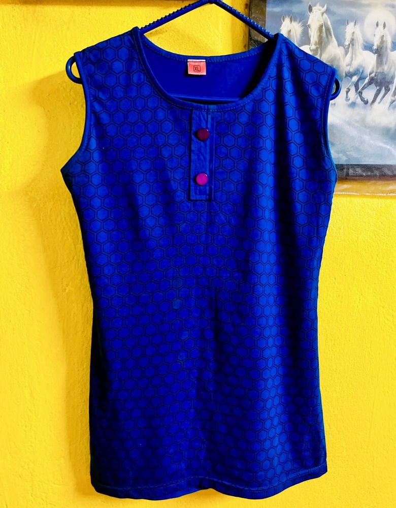 Blue Round Neck T-shirt For Women