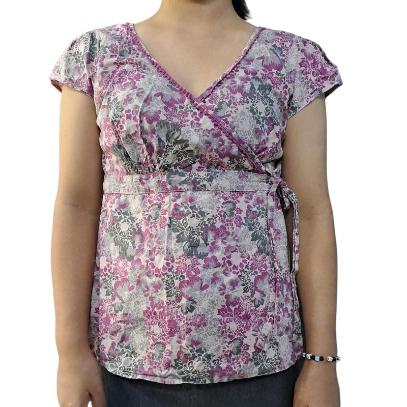 Floral Print Wrap Top