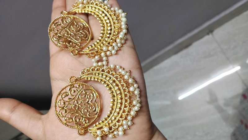 Exquisite Gold Jhumka Earrings