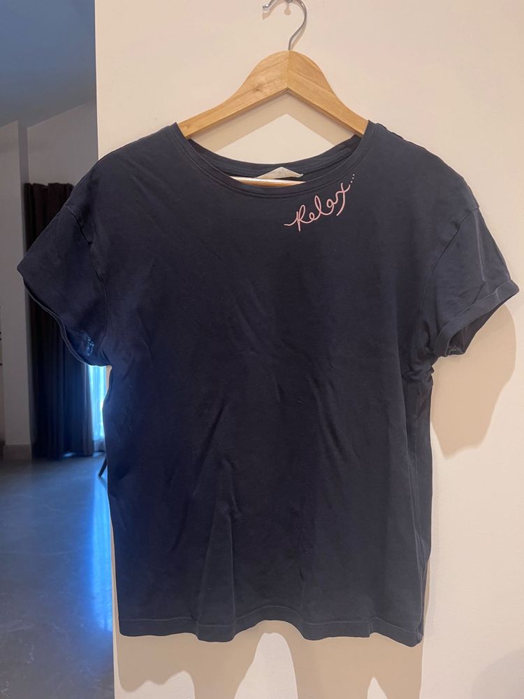 Navy Blue 'Relax' Graphic T-Shirt - Marks &amp; Spen
