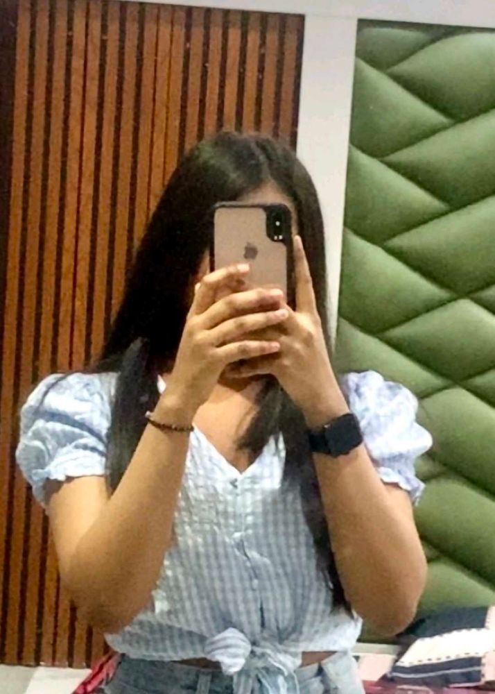 Pastel Blue Gingham Bow Crop Top