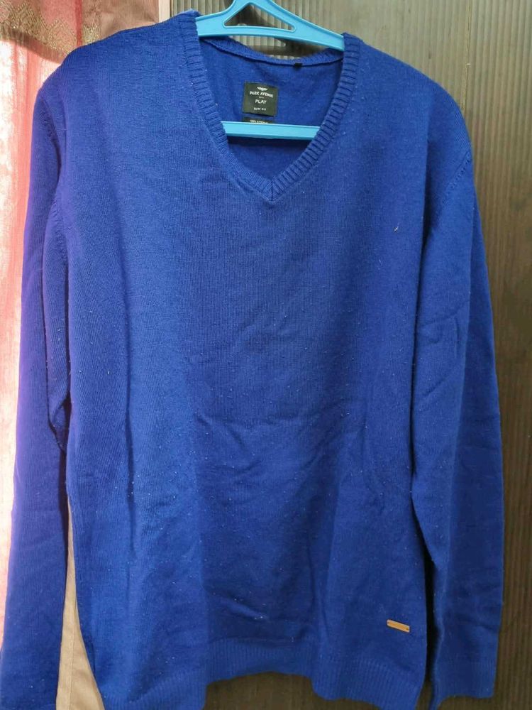 Men's Blue V-Neck Sweater