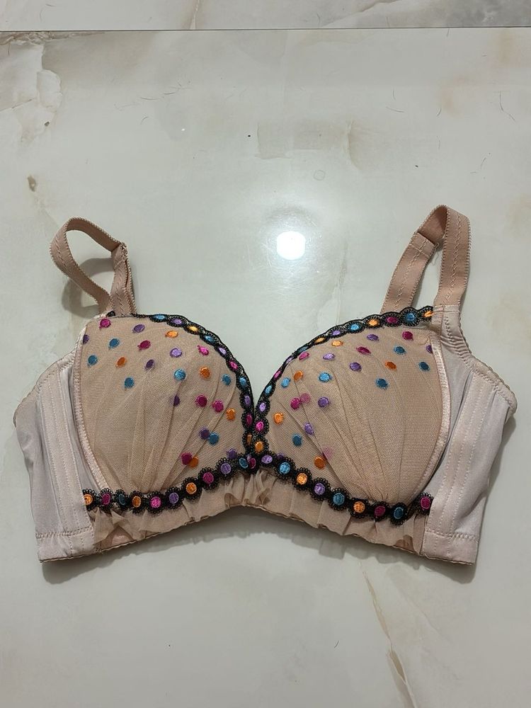 Sheer polka dot bra