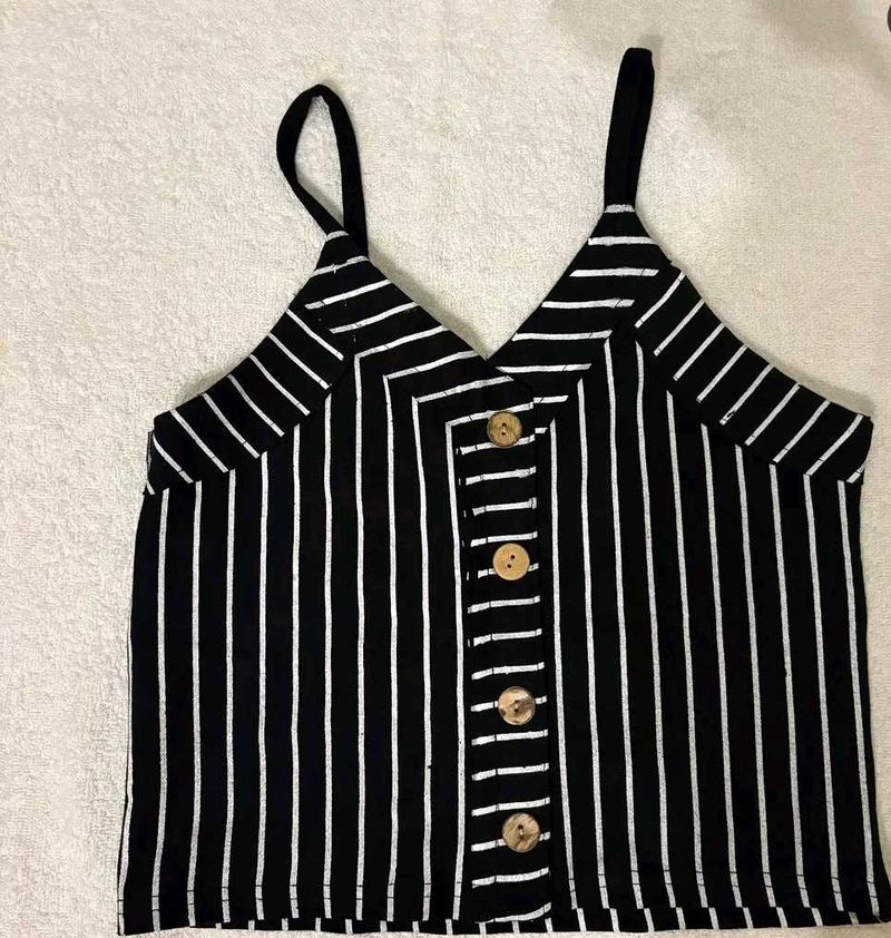 Striped Button-Up Camisole Top