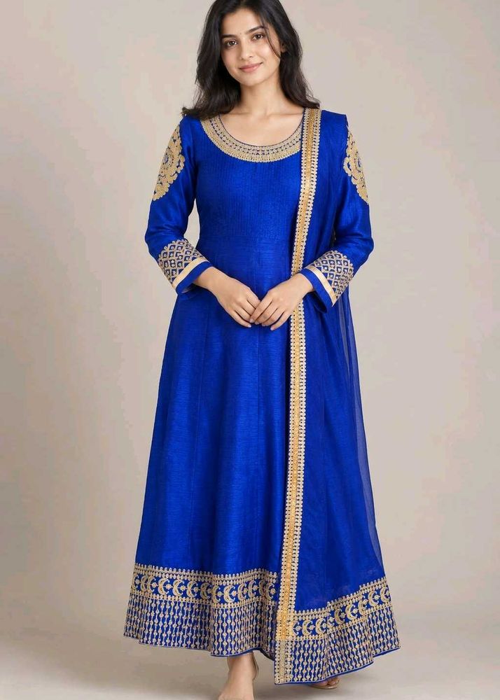 Royal Blue Anarkali Kurta Set