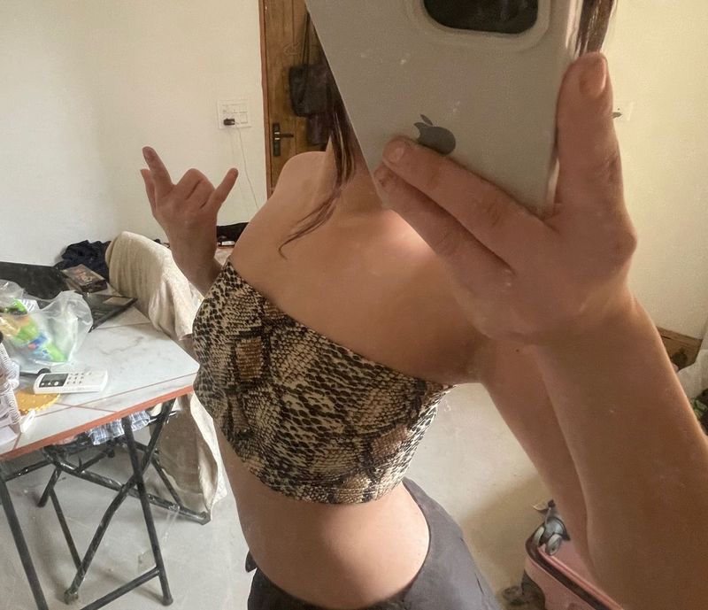 snakeskin bandeau top