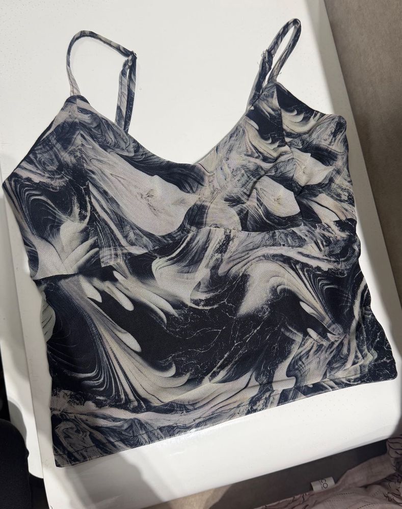 Abstract Print Spaghetti Strap Top