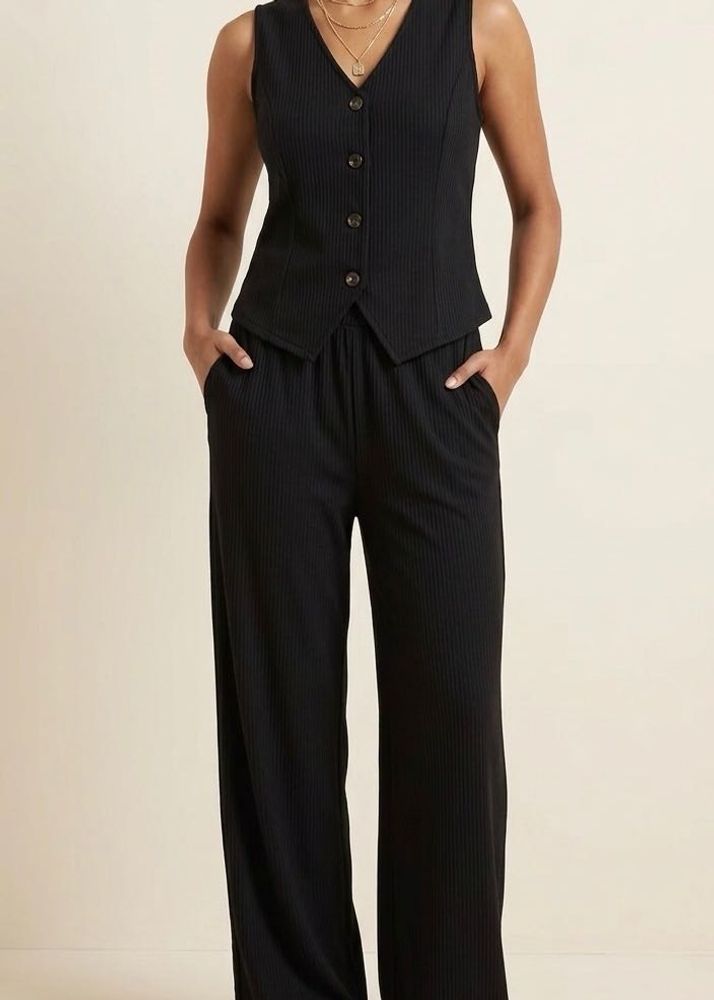 Black Ethnic Set with Vest