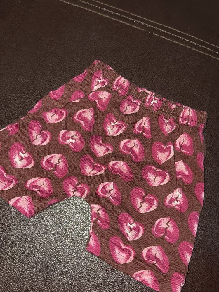 Cute Heart Print Pajama Shorts