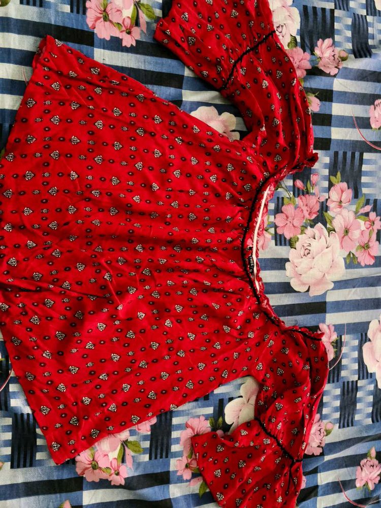 Boat Neck Beautiful Red Top