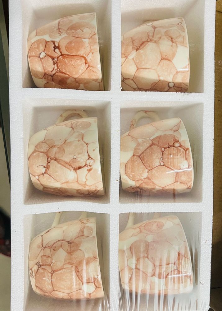Set of 6 Unique Marble Design Coffee Cups