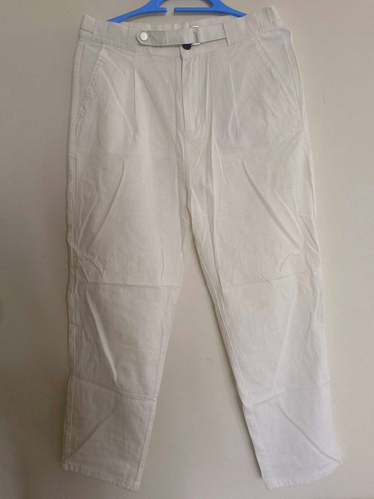 Classic White Belted Trousers