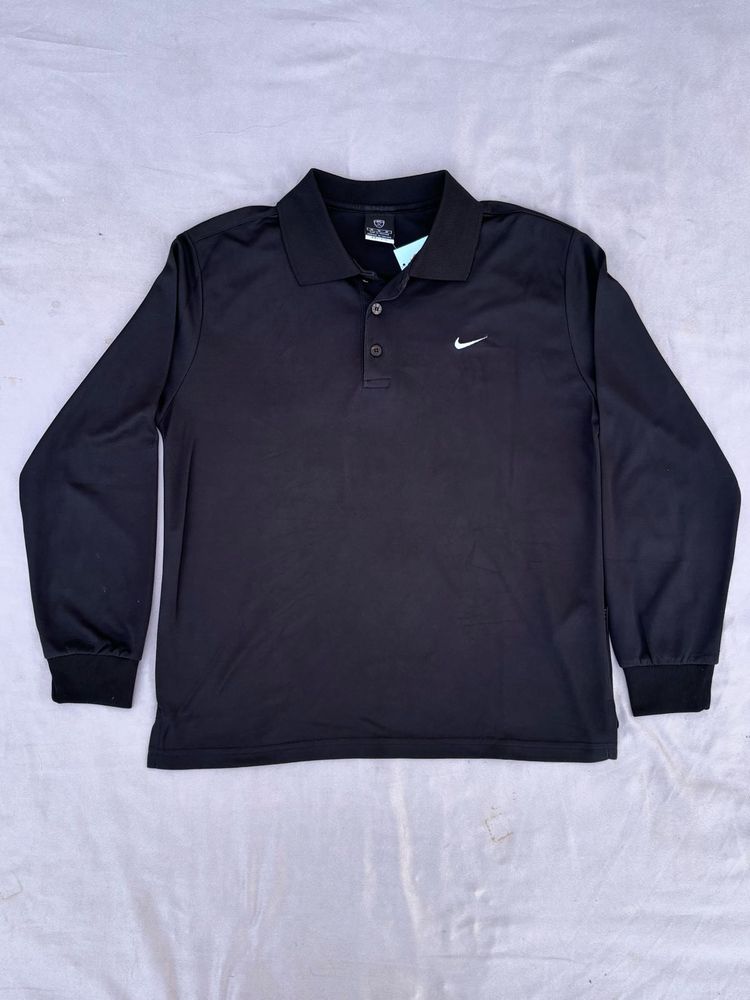 Men's Black Nike Long Sleeve Polo Shirt