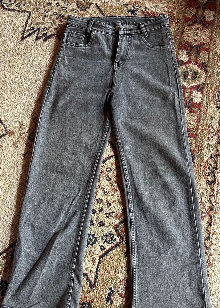 Grey Wide Leg Jeans