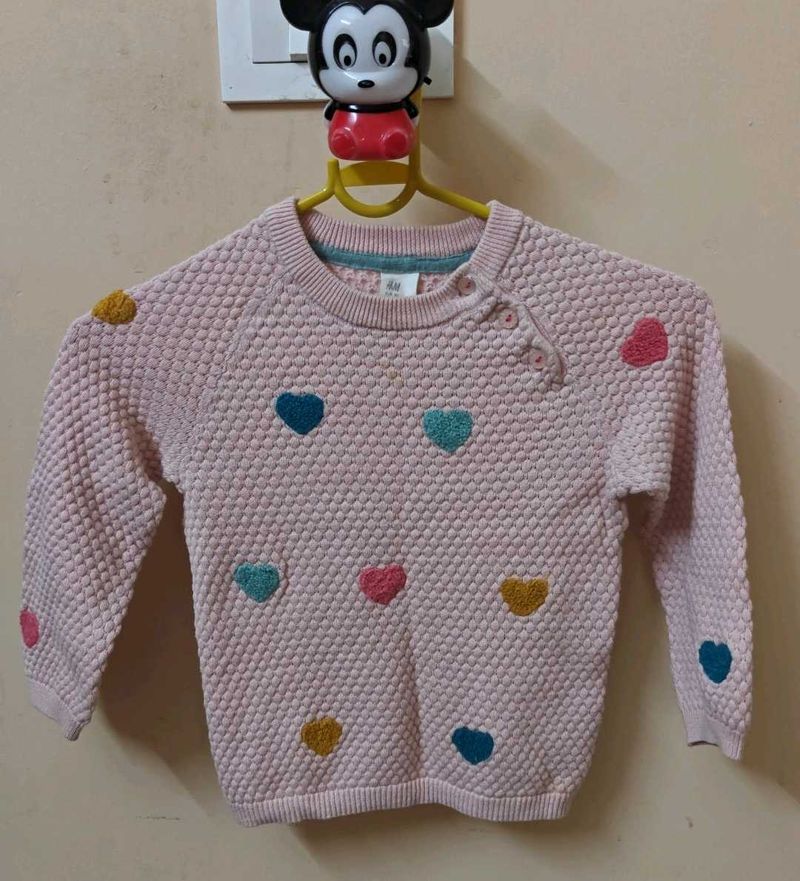 H&amp;M Cute Pink Heart Sweater