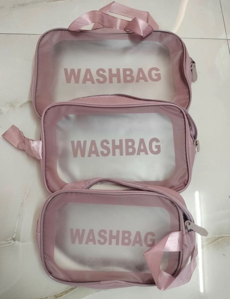 3 Transparent Wash Bags