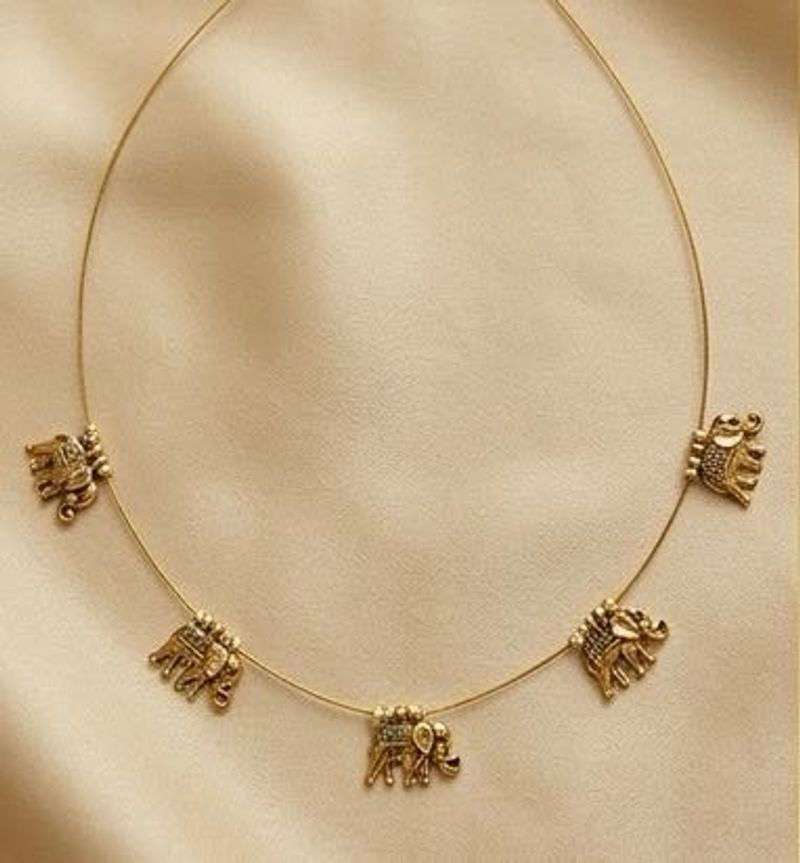 Trending Gold Elephant Charm Invisible Necklace