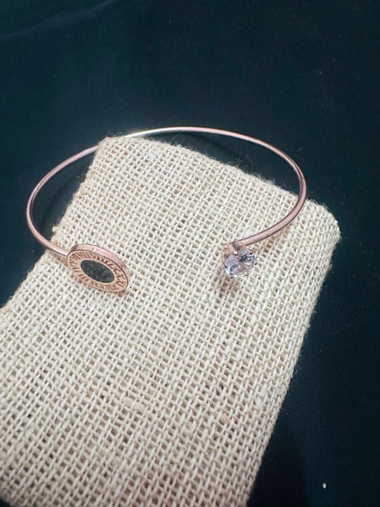 Rose Gold Bangle with Crystal Accent