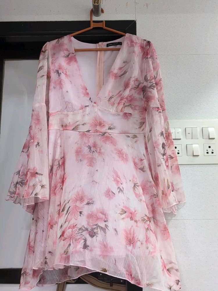 Pretty Pink Floral Midi Dress