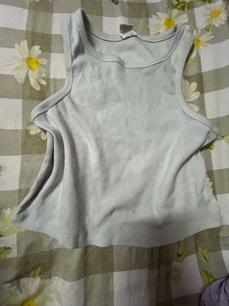 Light Blue Ribbed Tank Top