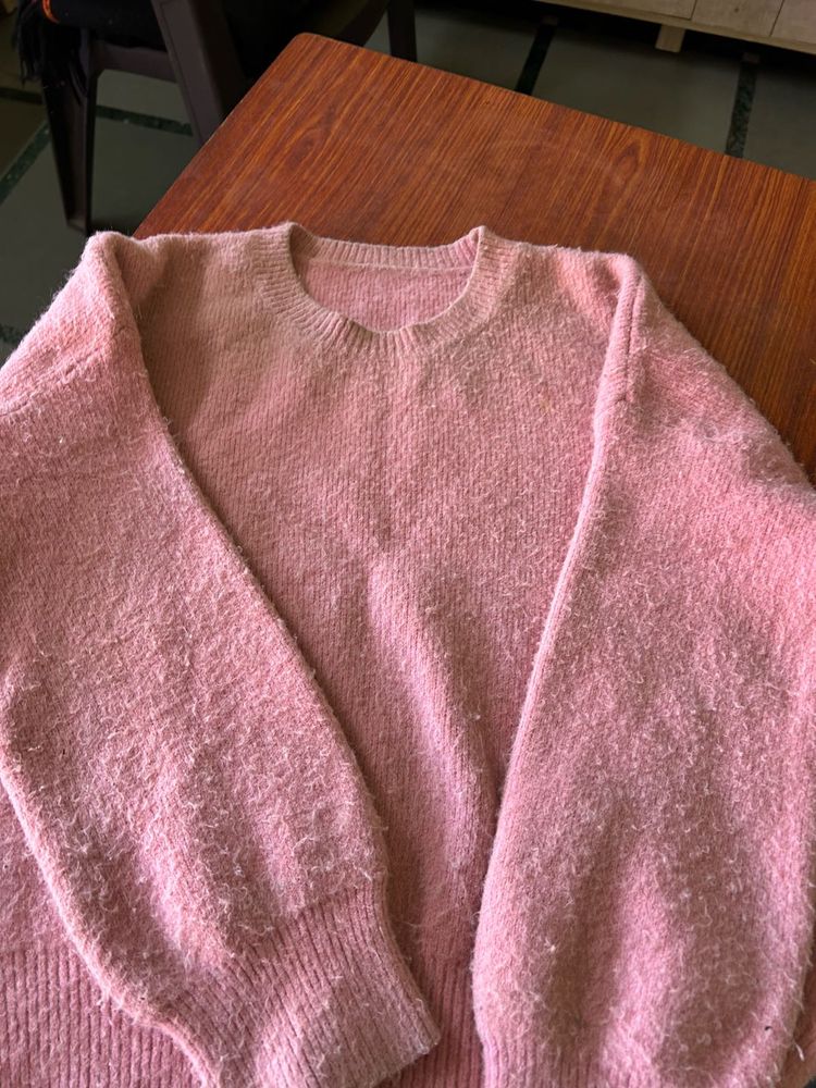 Pink Fuzzy Knit Sweater