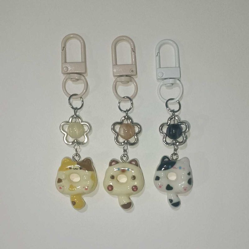 Cute Cat Donut Keychain