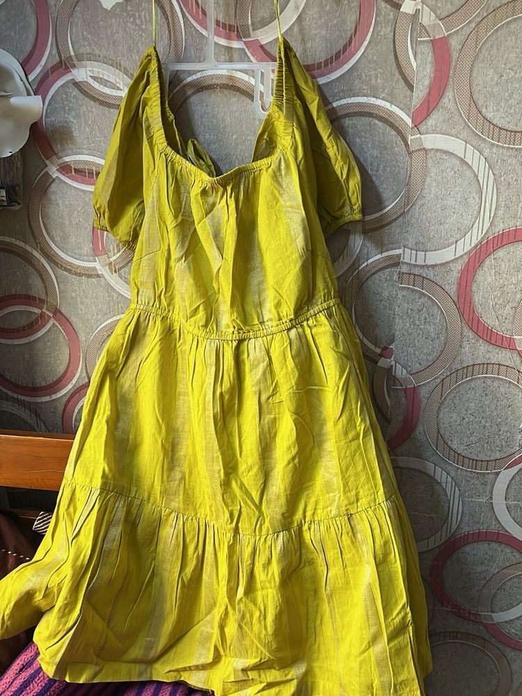 Yellow Tiered Midi Dress
