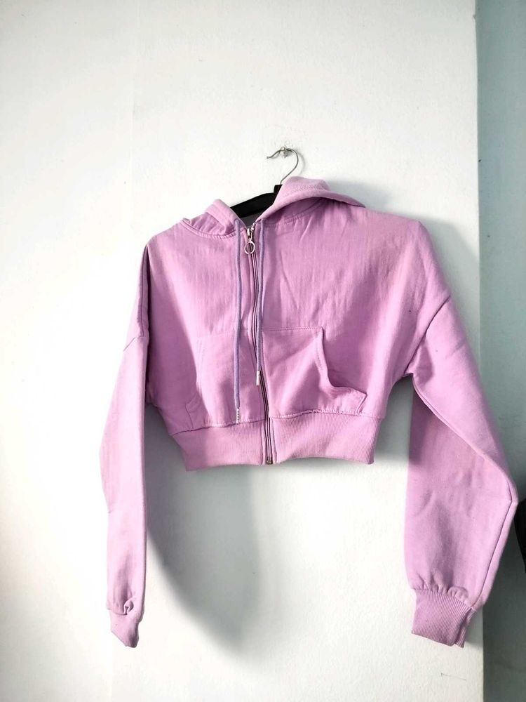 Lavender Cropped Zip-Up Hoodie 💜