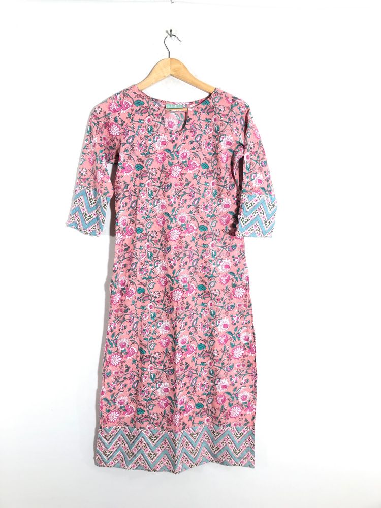 Peach Printed Kurta(Women’s)
