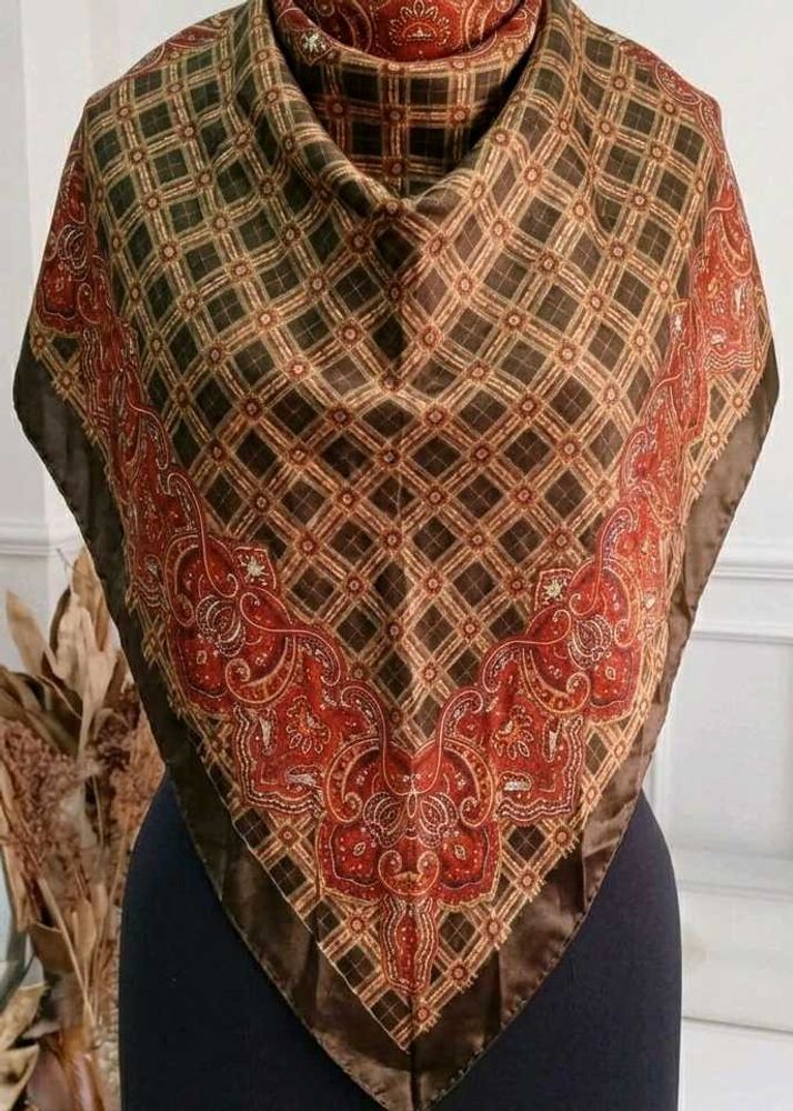 Vintage Patterned Silk Scarf