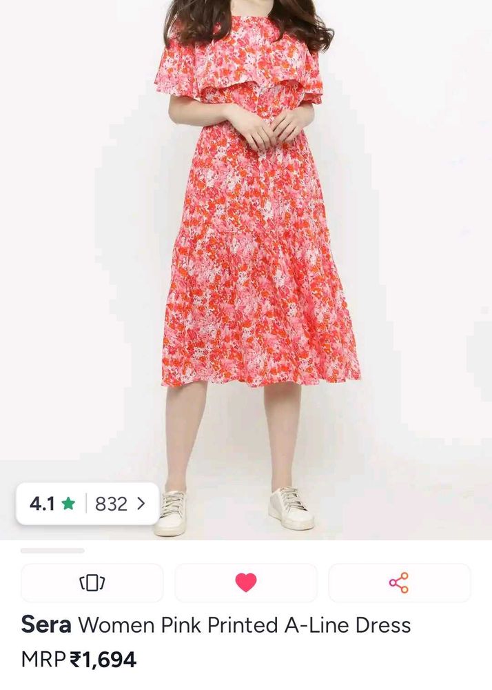 Sera Women Pink Floral A-Line Dress