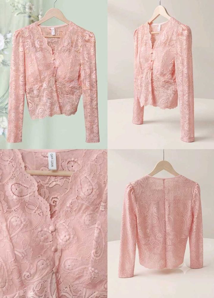 Sheer Lace Button-Up Blouse💖💗