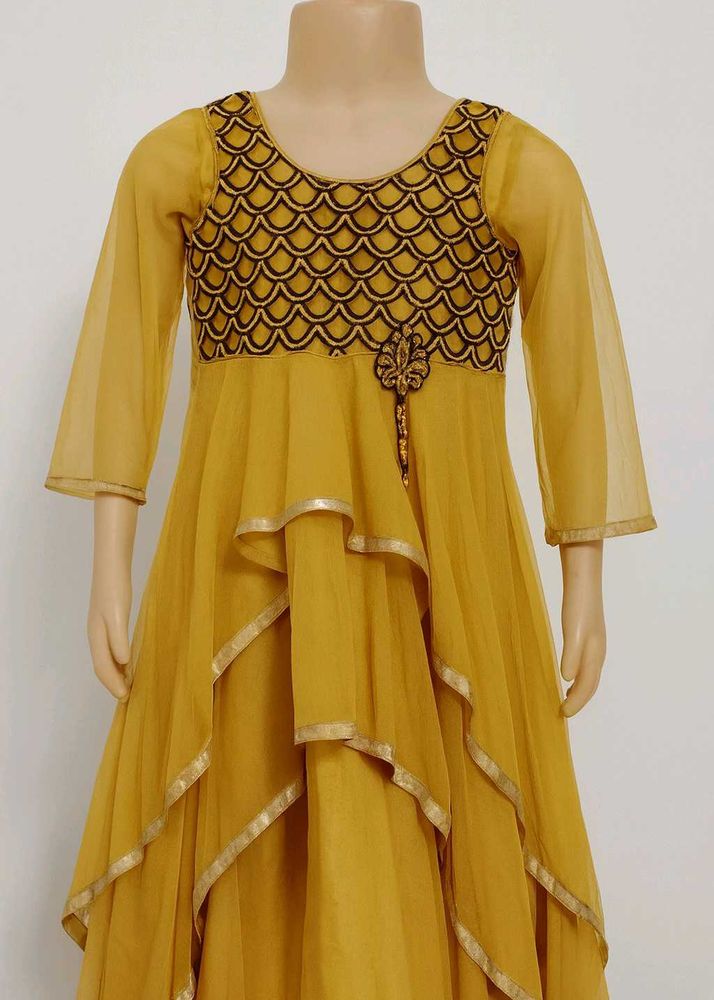 Elegant Girls' Mustard Dress