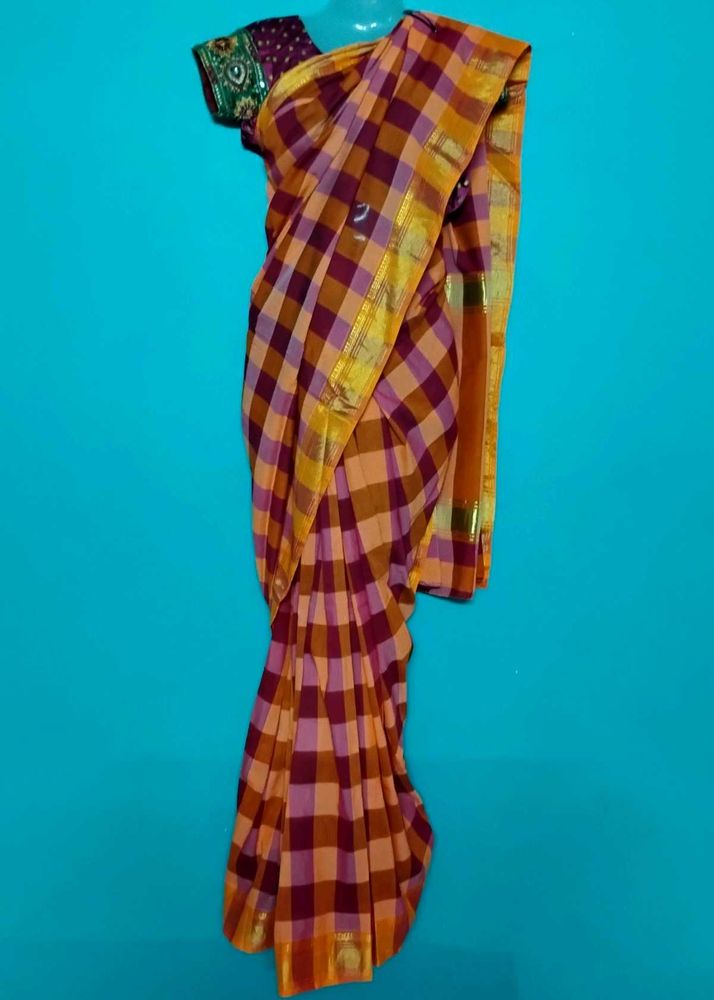 Multi checked saree
