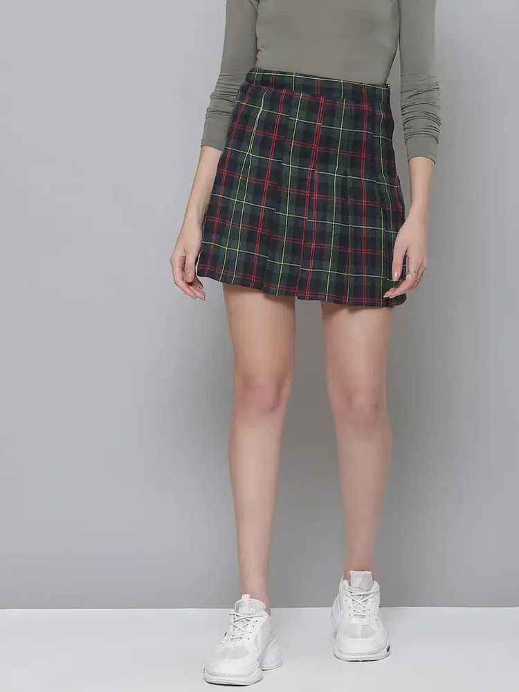 Plaid A-line Mini Skirt