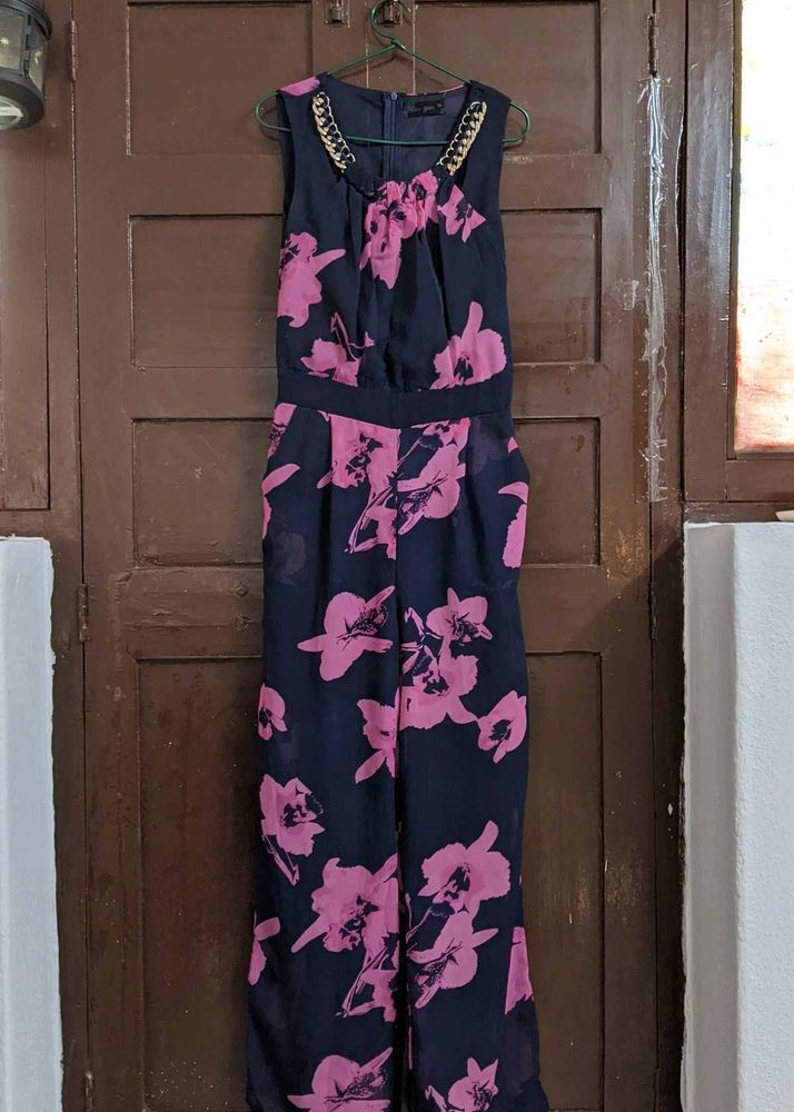 Navy Floral Jumpsuit
