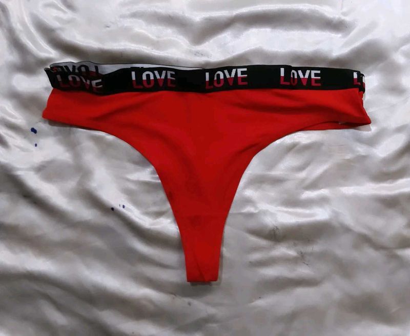 Red 'Love' Thong panty