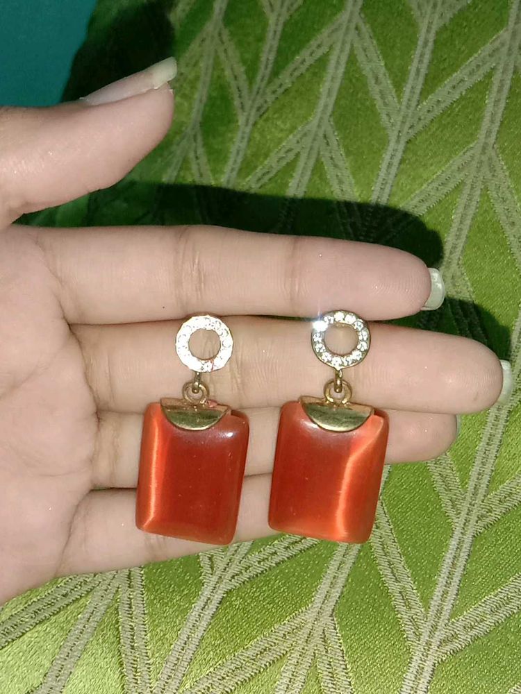 Stylish Orange Dangle Earrings