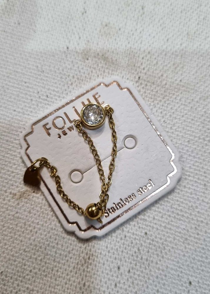 Anti tarnish Delicate Chain Ring with Crystal