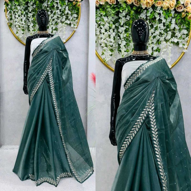 Elegant Green Embellished Saree