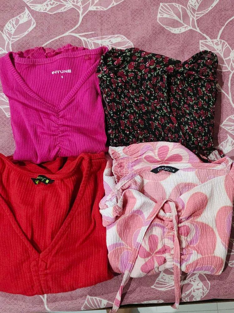 COMBO OF 4 TRENDY TOPS 🥹🩷