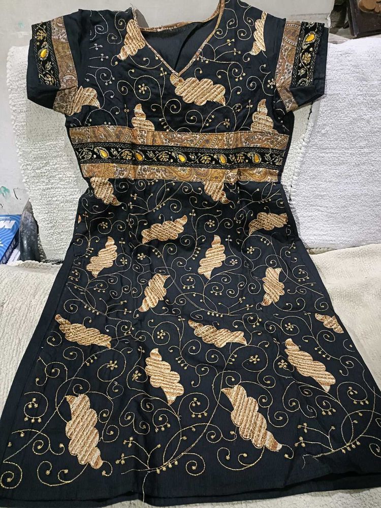 Black kurta with gold embroidery