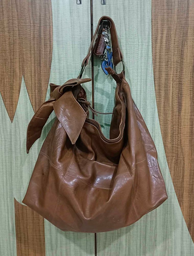 Chic Brown Leather Hobo Bag
