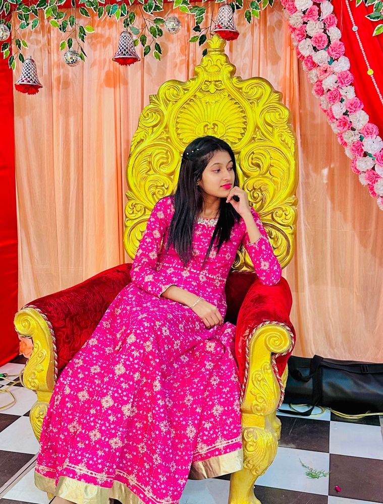 Elegant Pink Floral Anarkali Kurta