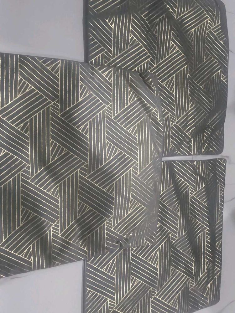 Elegant Grey &amp; Gold Geometric Cushion Covers