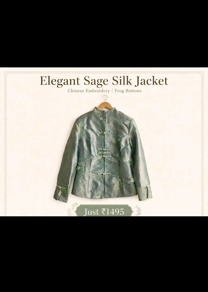 Chinese Cheongsam Sage Silk Jacket